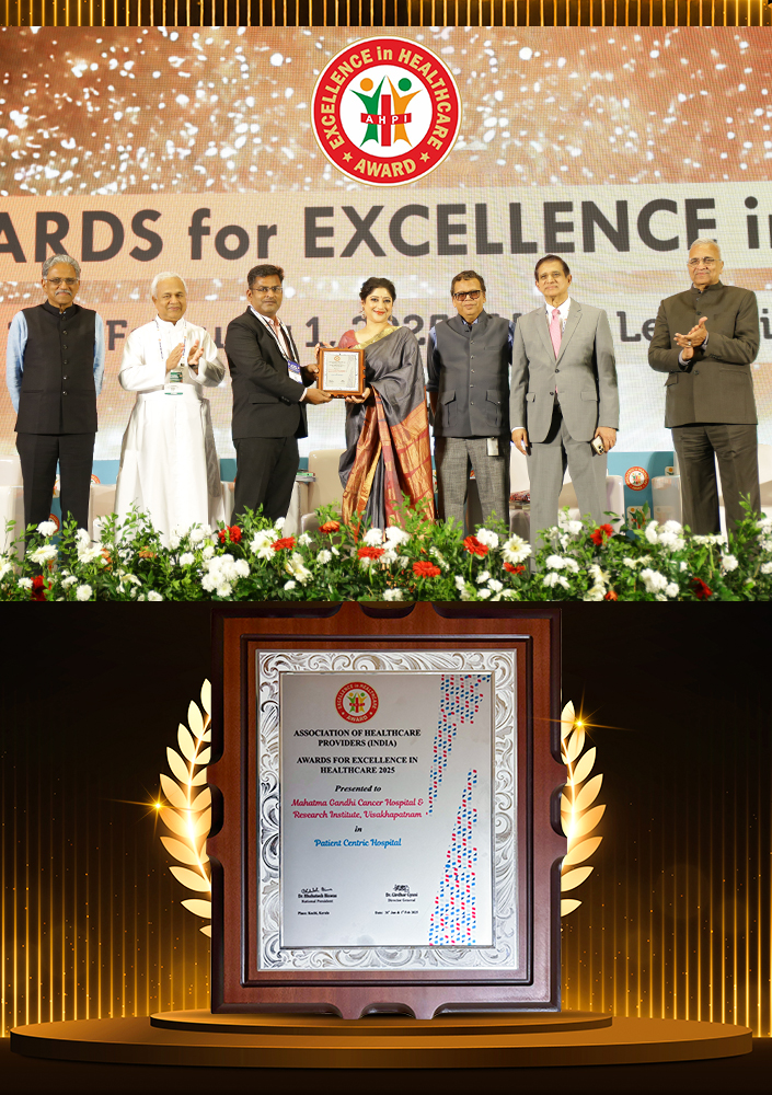 <span> Recognized as a 'Patient-Centric Hospital by AHPI </span><br>
🏆 Honored and proud! Mahatma Gandhi Cancer Hospital & Research Institute, Visakhapatnam, has been recognized by the Association of Healthcare Providers India (AHPI) with the Award for Excellence in Healthcare 2025 in the "Patient-Centric Hospital" category. 